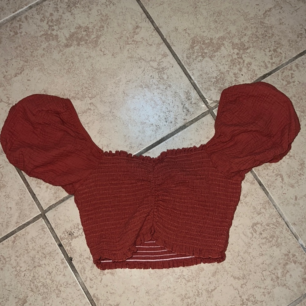 Altar'd State Large Orange Puff Sleeve Women's Top